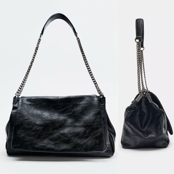 Zara Rock Style Flap Shoulder Bag in Black - Picture 11 of 12